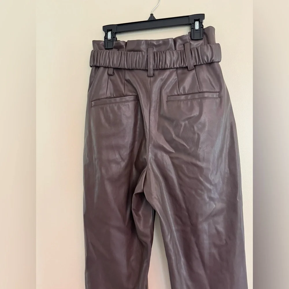 Amazing Derek Lam Collective Vegan Leather High-Waisted Pants W/ Belt Sz 38 (8)